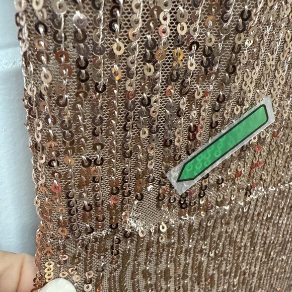 Mac Duggal Size 2 Copper Gold 26571 Sequined Drop Shoulder Faux Wrap Gown Dress - Picture 8 of 13